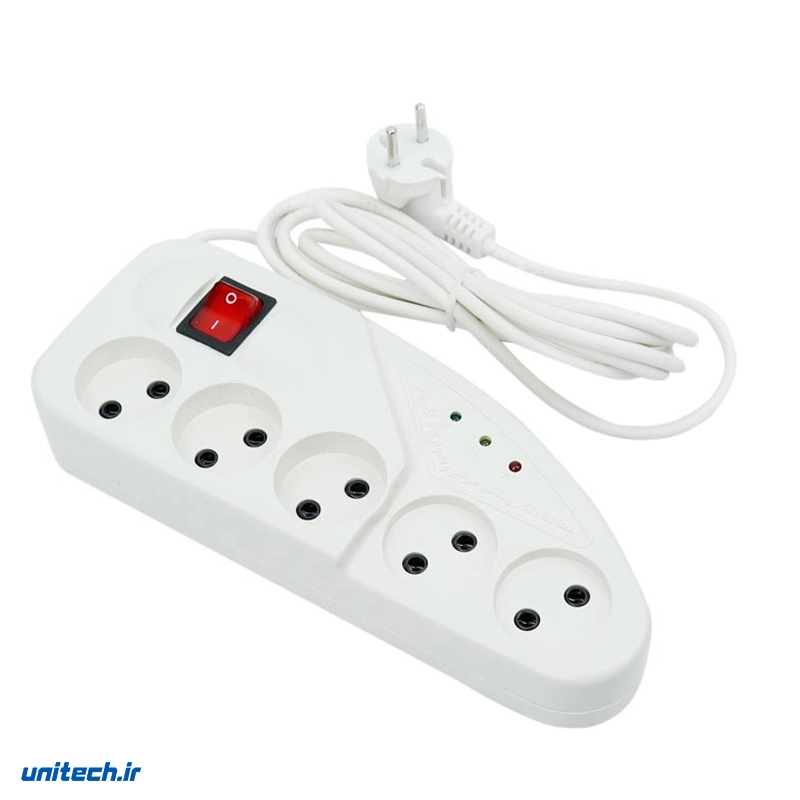 محافظ برق صوتی تصویری 5 خانه تکسان 110 با کابل 3 متری3